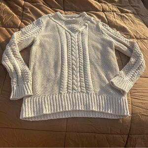 NWT L.L. Bean Signature Cream Cable Knit Cotton Fisherman Sweater Size Medium